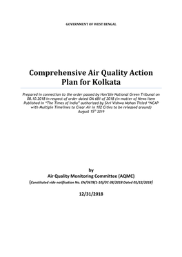 Comprehensive Air Quality Action Plan for Kolkata