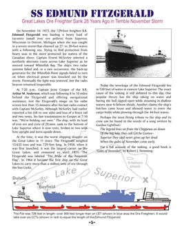 Ss EDMUND FITZGERALD Great Lakes Ore Freighter Sank 28 Years Ago in Terrible November Storm