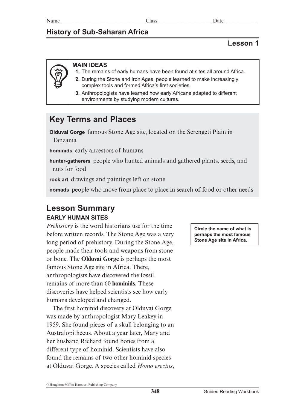 Key Terms and Places Lesson Summary