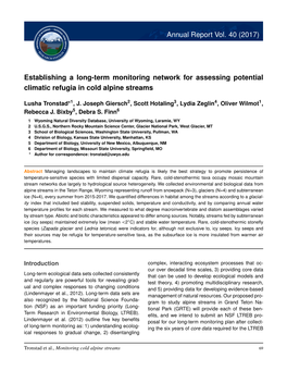 Establishing a Long-Term Monitoring Network for Assessing Potential Climatic Refugia in Cold Alpine Streams