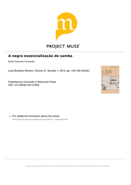 A Negra Essencialização Do Samba Dmitri Cerboncini Fernandes