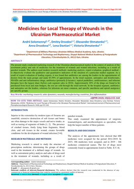 Medicines for Local Therapy of Wounds in the Ukrainian Pharmaceutical Market