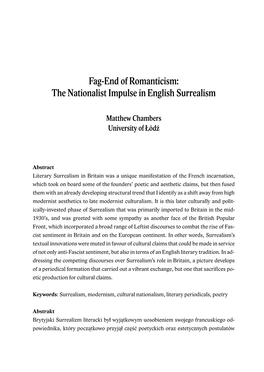 The Nationalist Impulse in English Surrealism