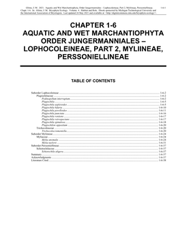 Volume 4, Chapter 1-6: Aquatic and Wet Marchantiophyta Order