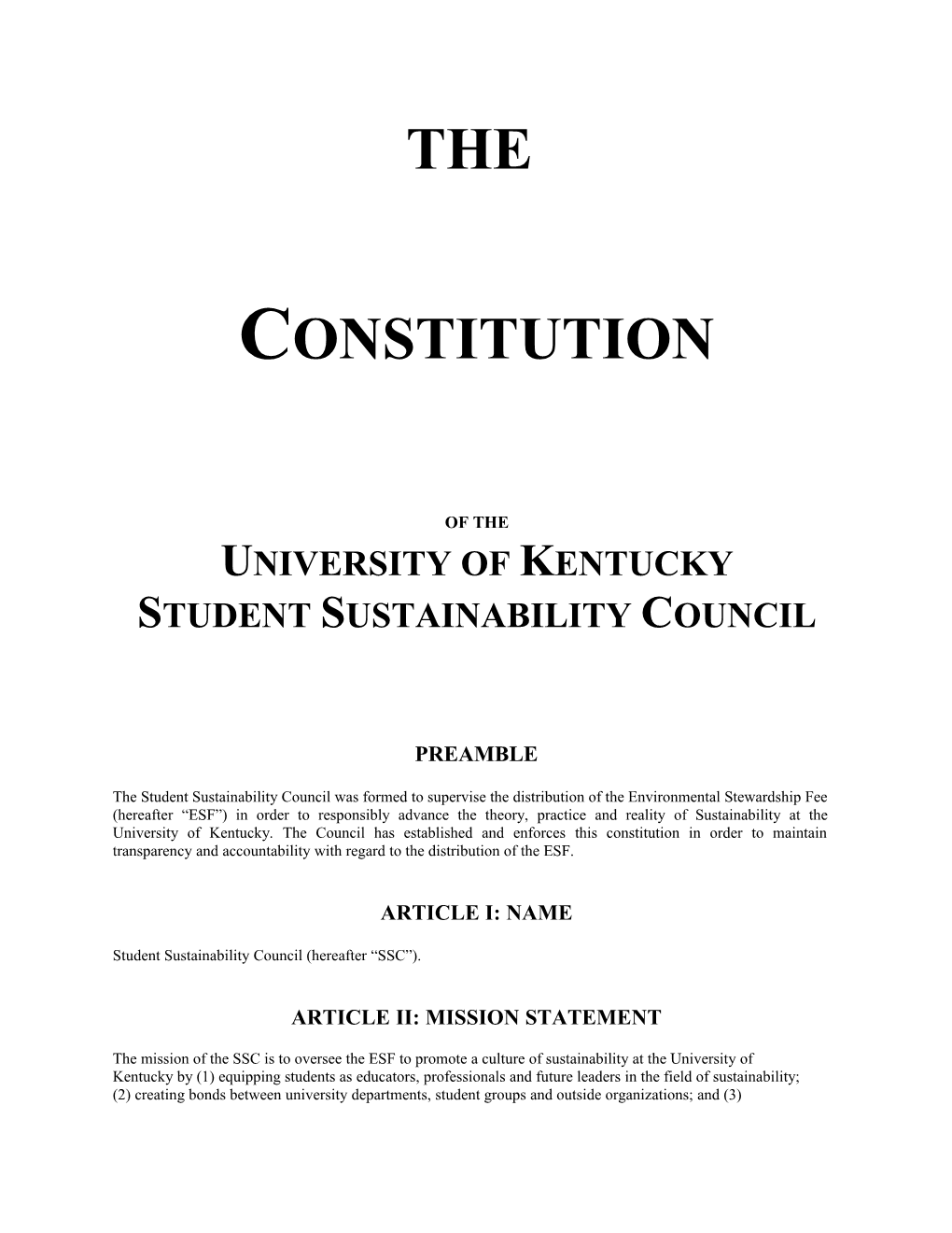 University of Kentucky Student Sustainability Council