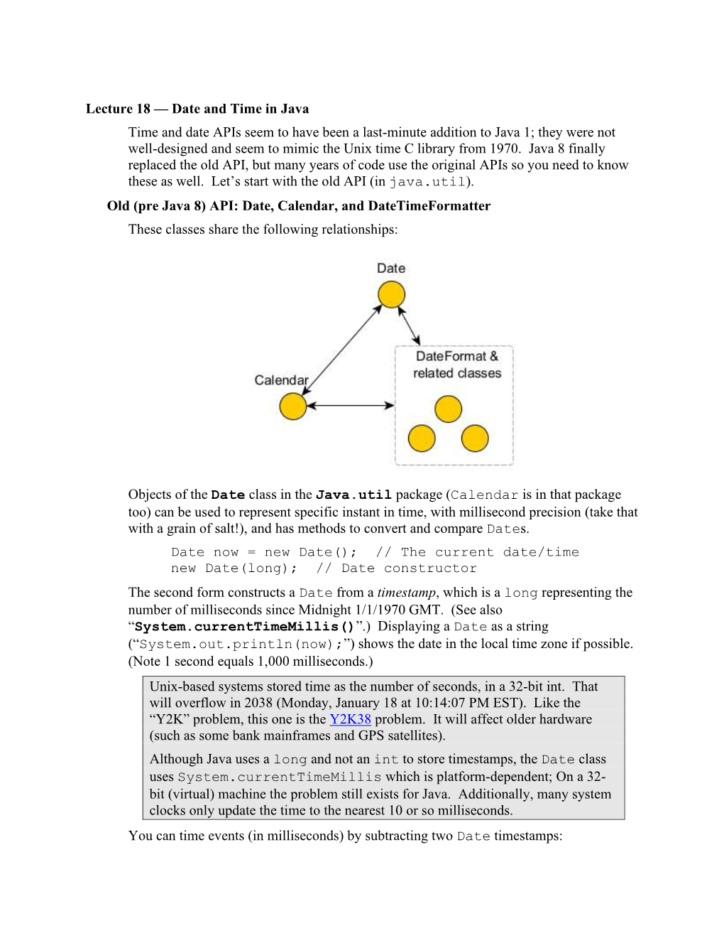 Java Date & Time Lecture Notes