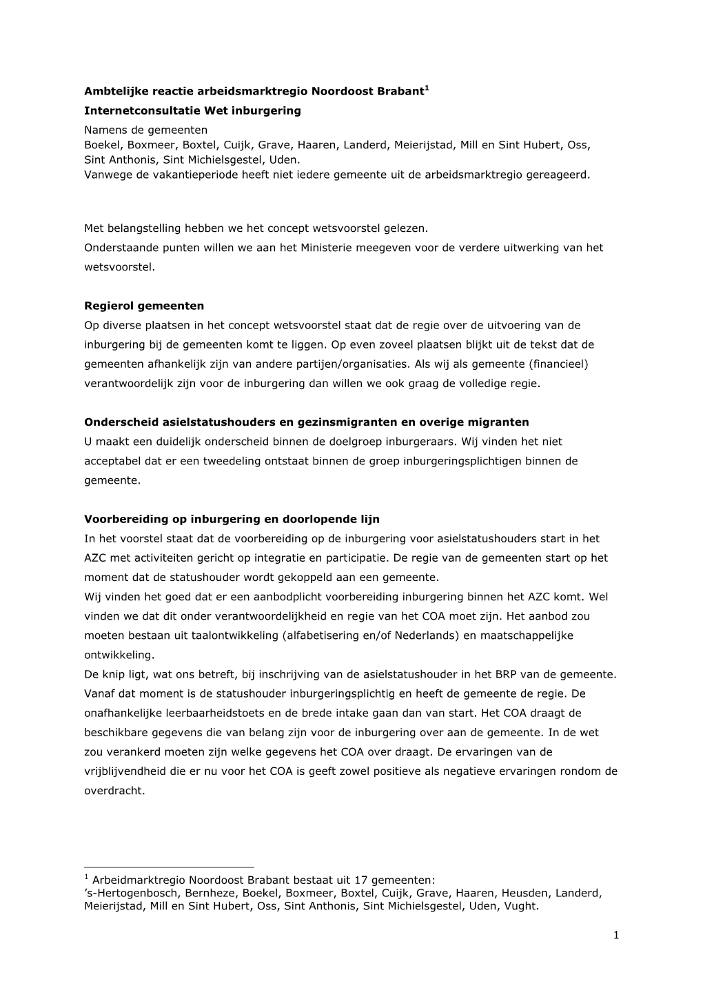 1 Ambtelijke Reactie Arbeidsmarktregio Noordoost Brabant1