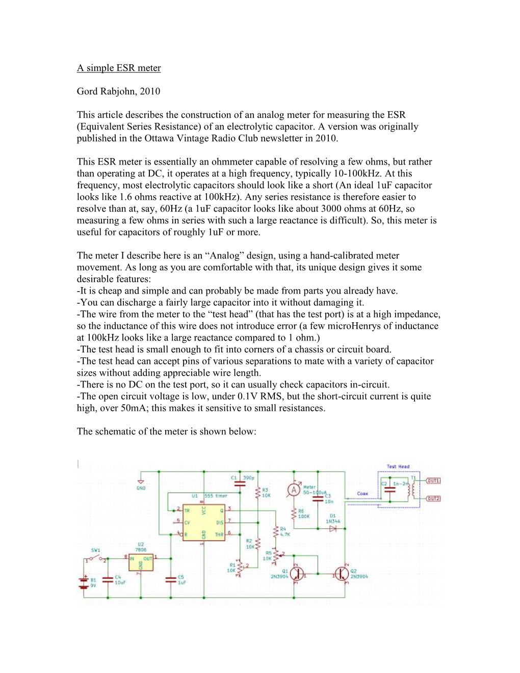 A Simple ESR Meter