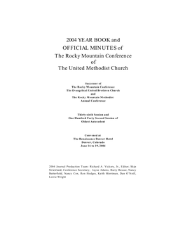 2004 YEAR BOOK and OFFICIAL MINUTES of the Rocky Mountain Conference of the United Methodist Church