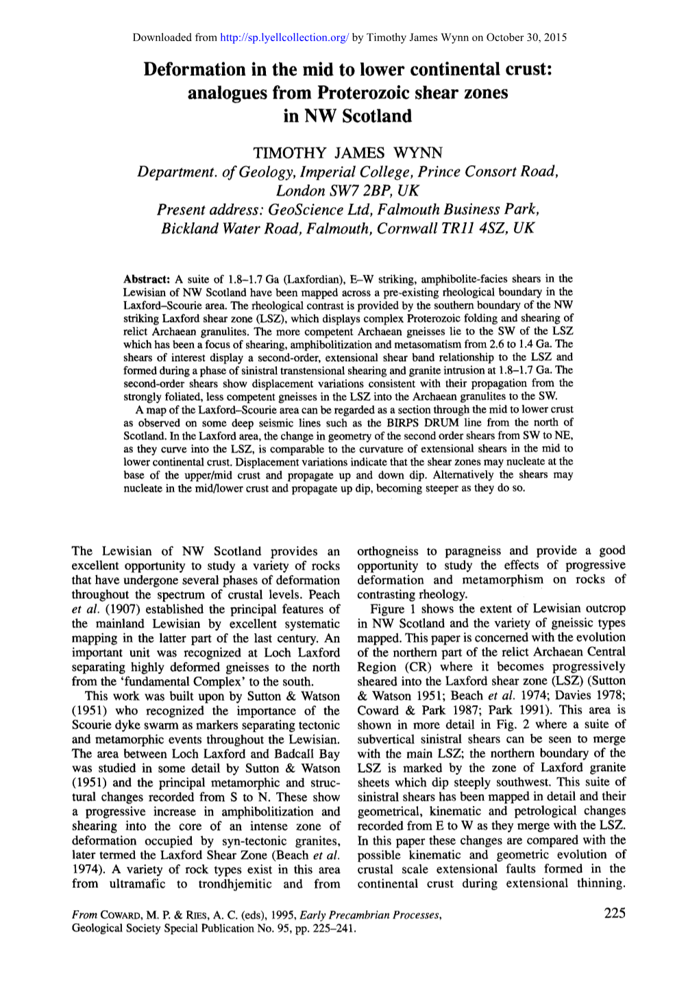 Analogues from Proterozoic Shear Zones in NW Scotland