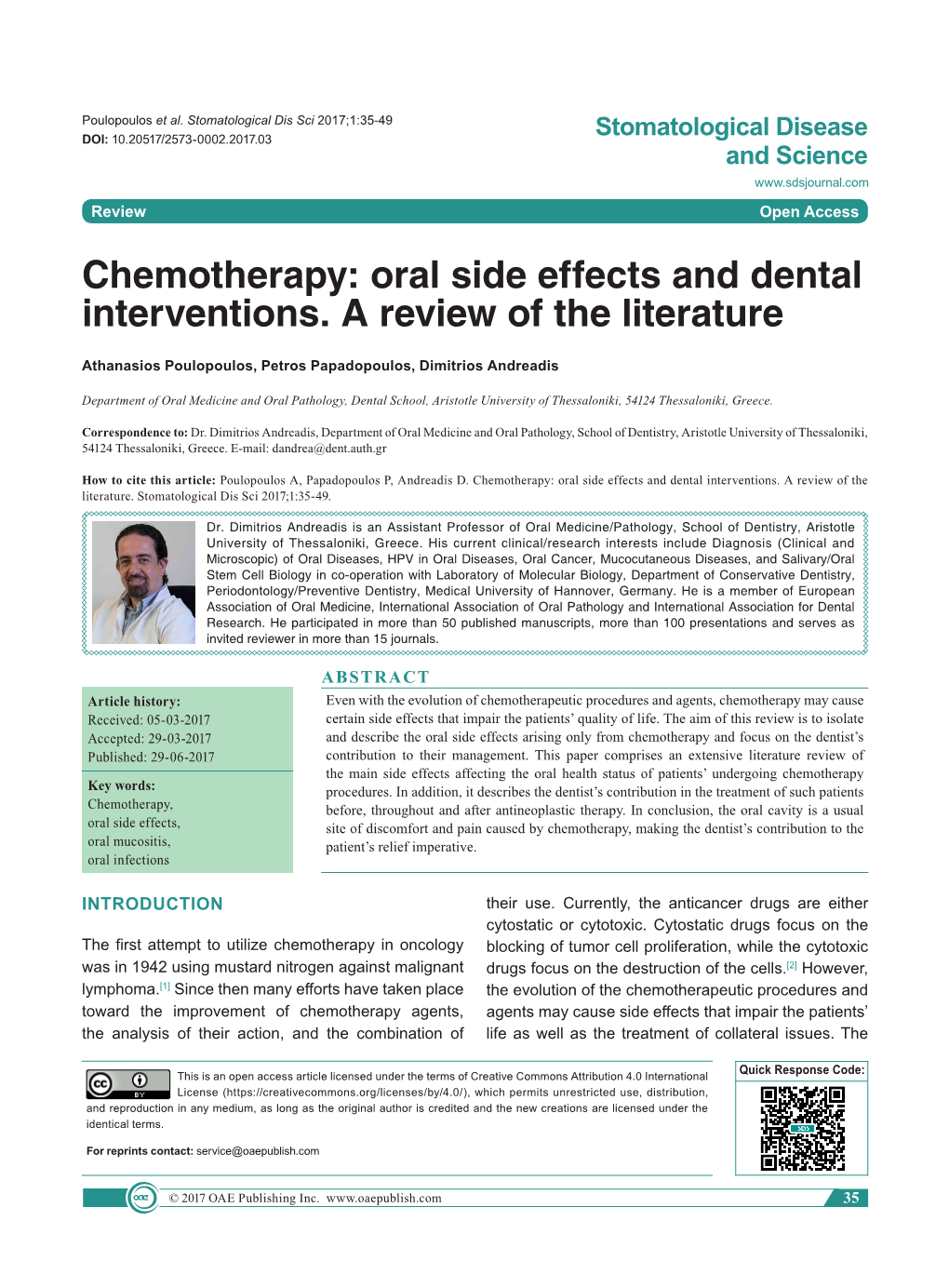 Chemotherapy: Oral Side Effects and Dental Interventions