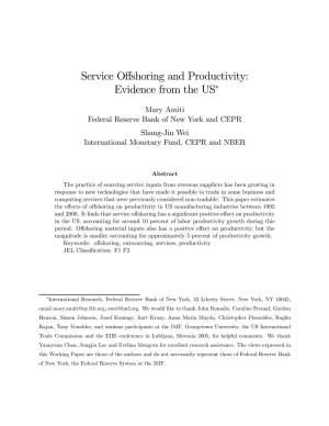 Service Offshoring and Productivity
