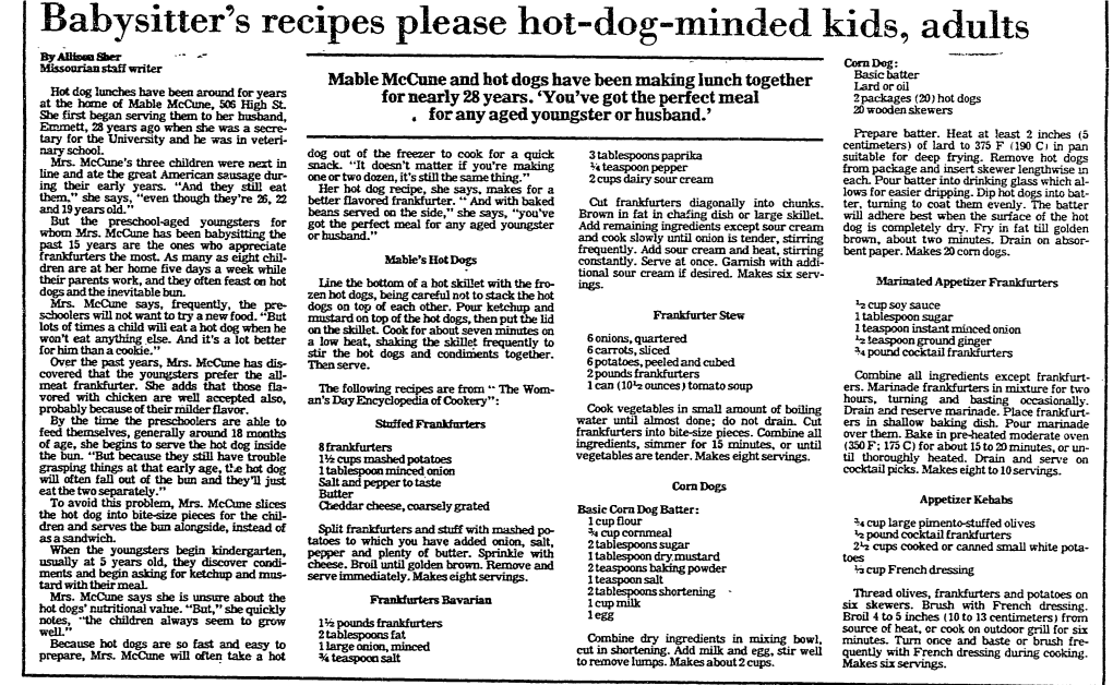 Babysitter's Recipes Please Hot-Dog-Min- Kids, Adults