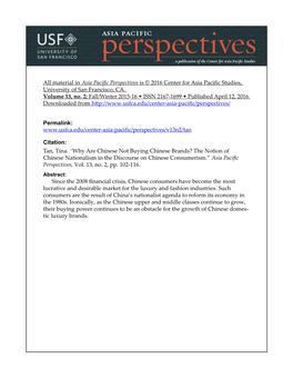 Material in Asia Pacific Perspectives Is
