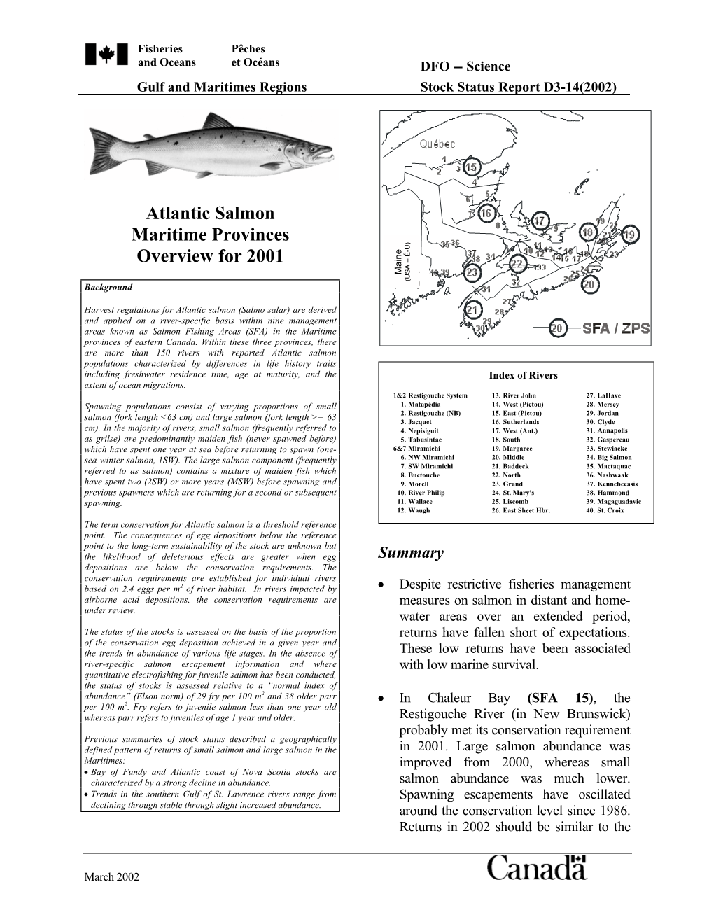 Atlantic Salmon Maritime Provinces Overview for 2001