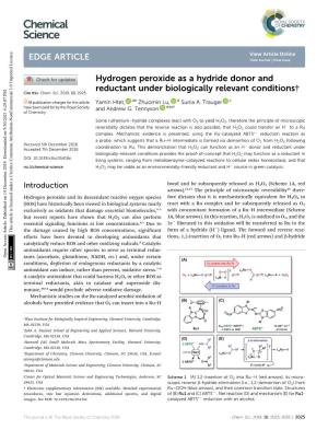 Hydrogen Peroxide As a Hydride Donor and Reductant Under Biologically Relevant Conditions† Cite This: Chem