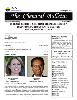 Chicago Section American Chemical Society Bi-Annual Public Affairs Meeting Friday, March 16, 2012