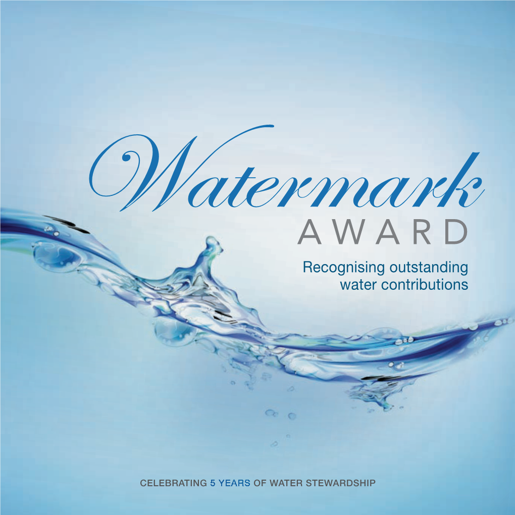 Recognising Outstanding Water Contributions