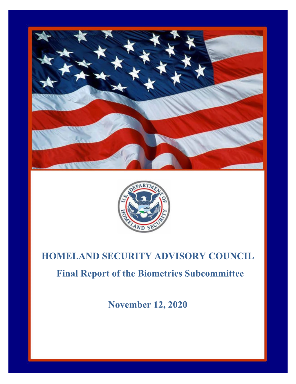 Final Report of the Biometrics Subcommittee