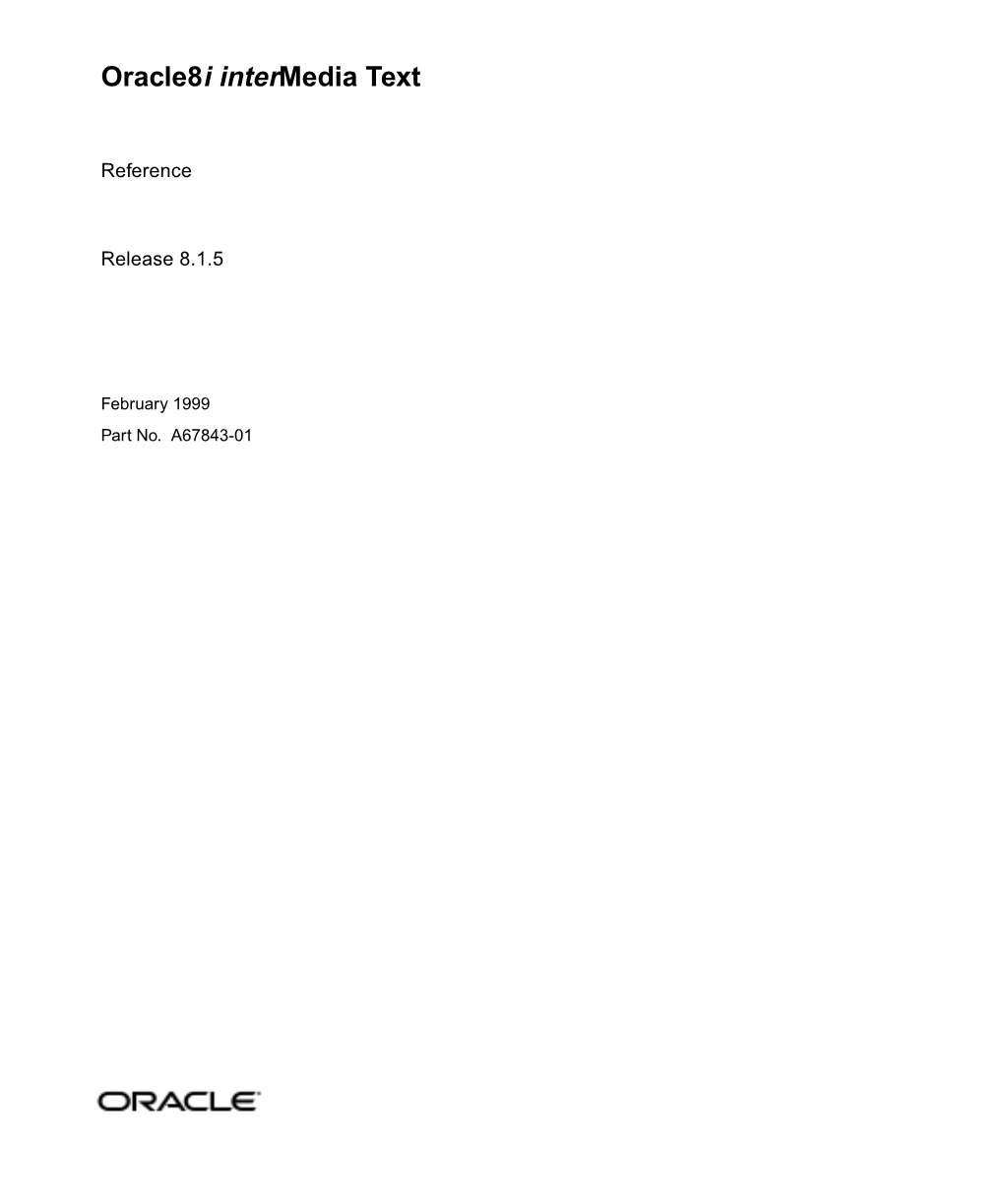 Oracle8i Intermedia Text