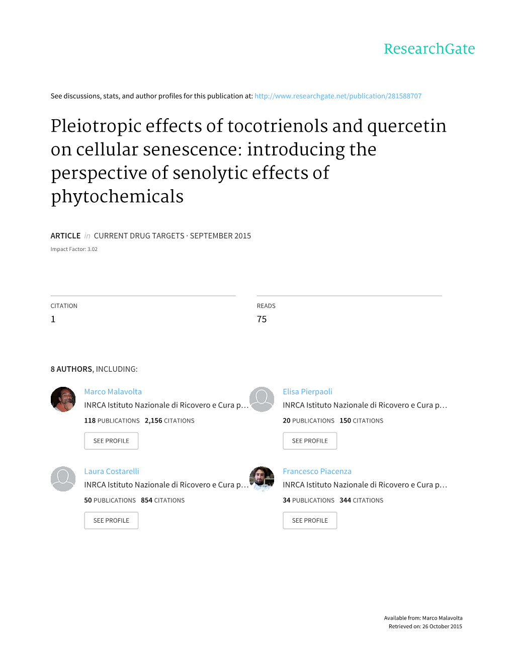 Pleiotropic Effects of Tocotrienols and Quercetin on Cellular Senescence: Introducing the Perspective of Senolytic Effects of Phytochemicals