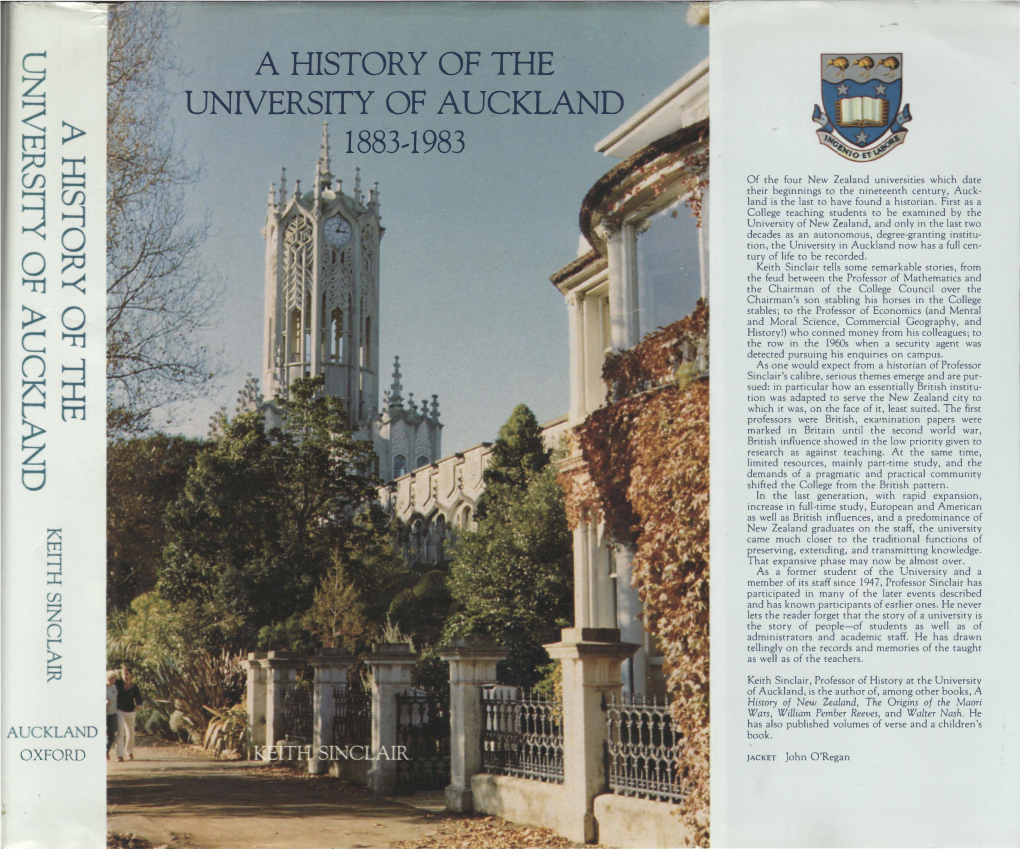 A History of the University of Auckland 1883,1983