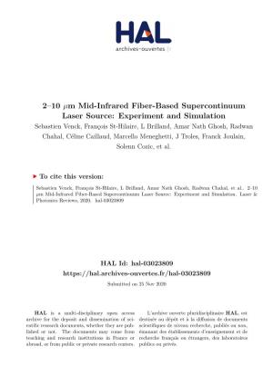 2–10 Μm Mid-Infrared Fiber-Based Supercontinuum Laser Source