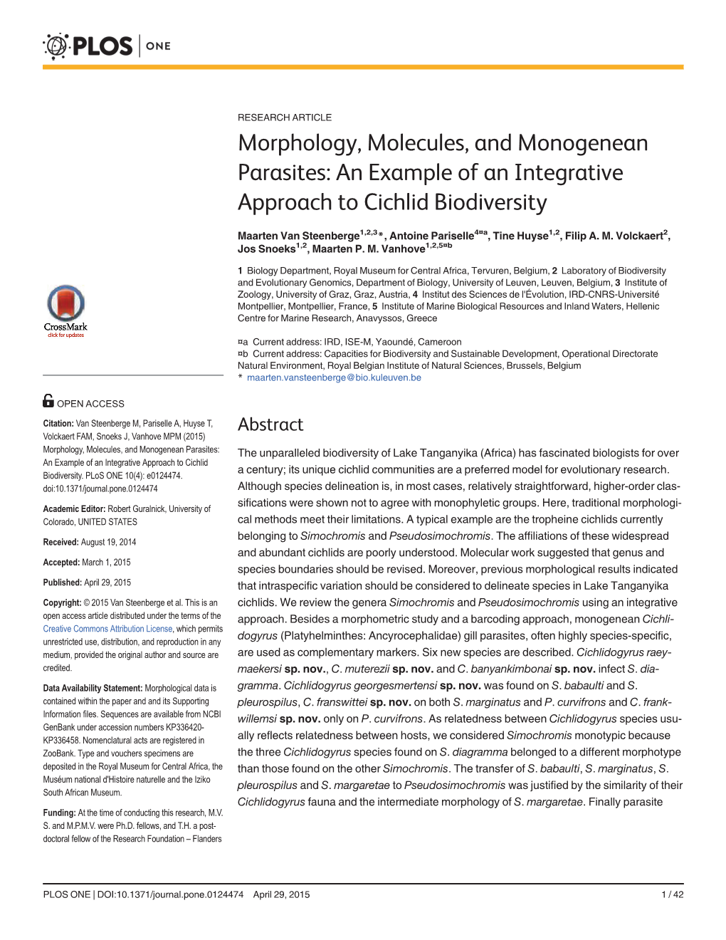 An Example of an Integrative Approach to Cichlid Biodiversity