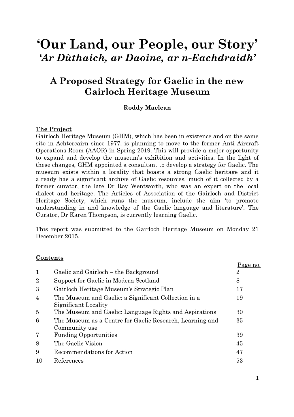 Section 1 Gaelic and Gairloch