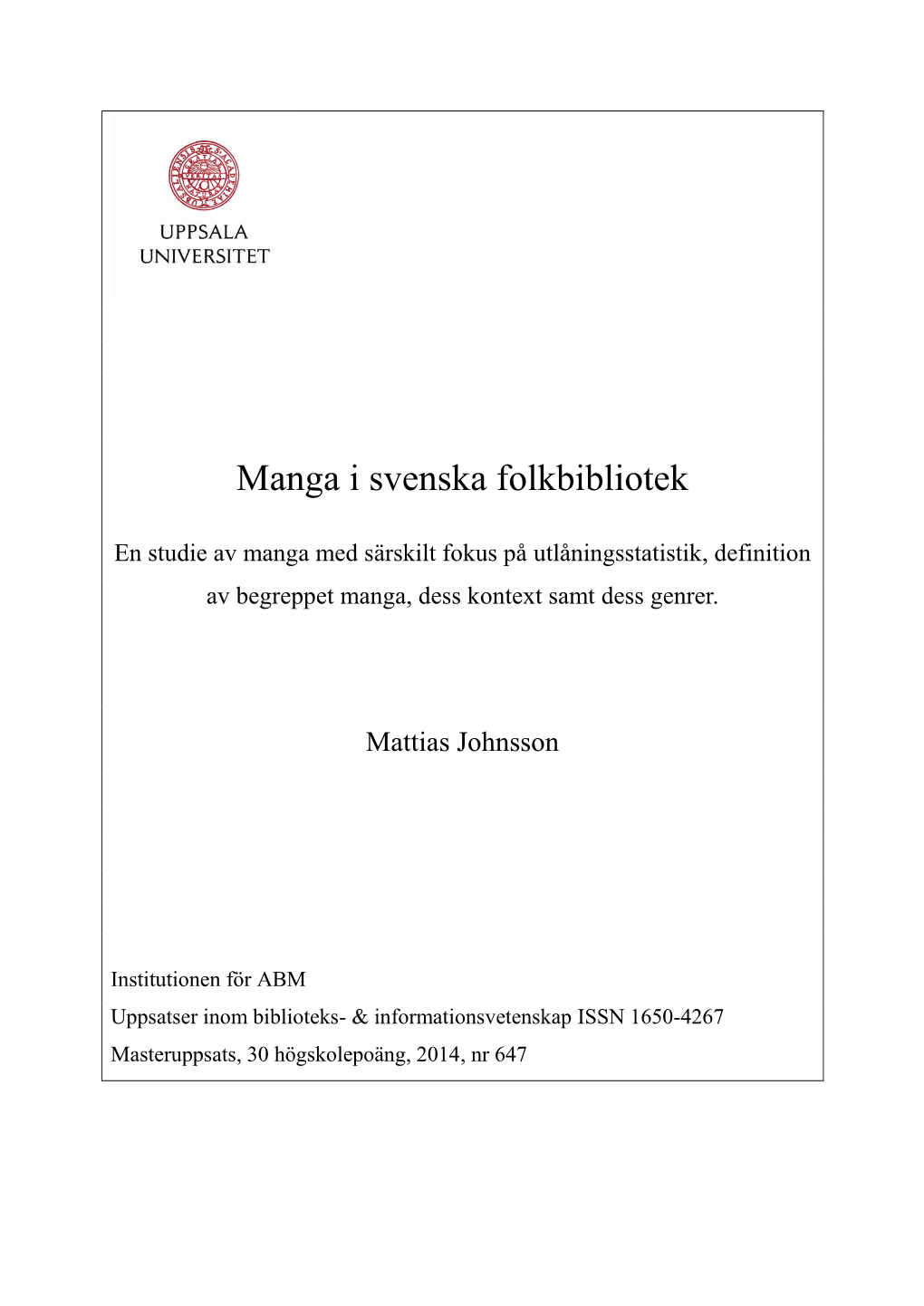 Manga I Svenska Folkbibliotek