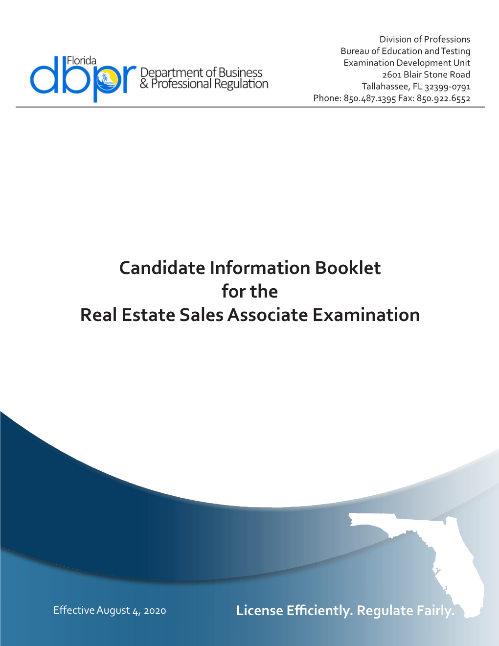 Candidate Information Booklet for the Real Estate Sales Associate Examination