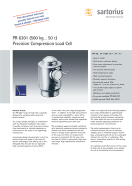 PR 6201 (500 Kg… 50 T) Precision Compression Load Cell