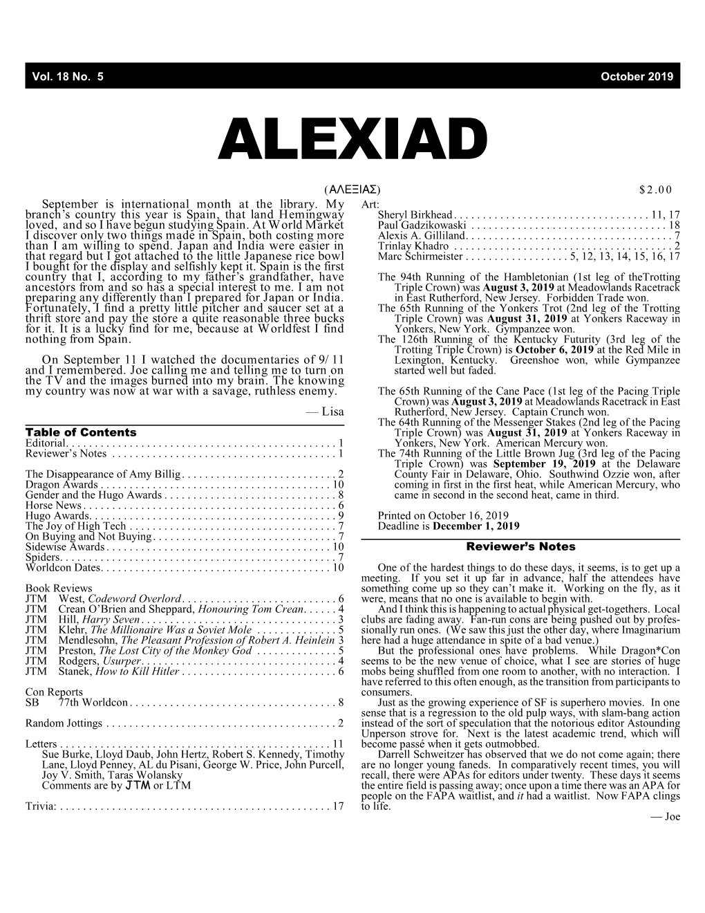 ALEXIAD (!7+=3!G) $2.00 September Is International Month at the Library