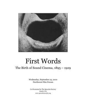 First Words: the Birth of Sound Cinema