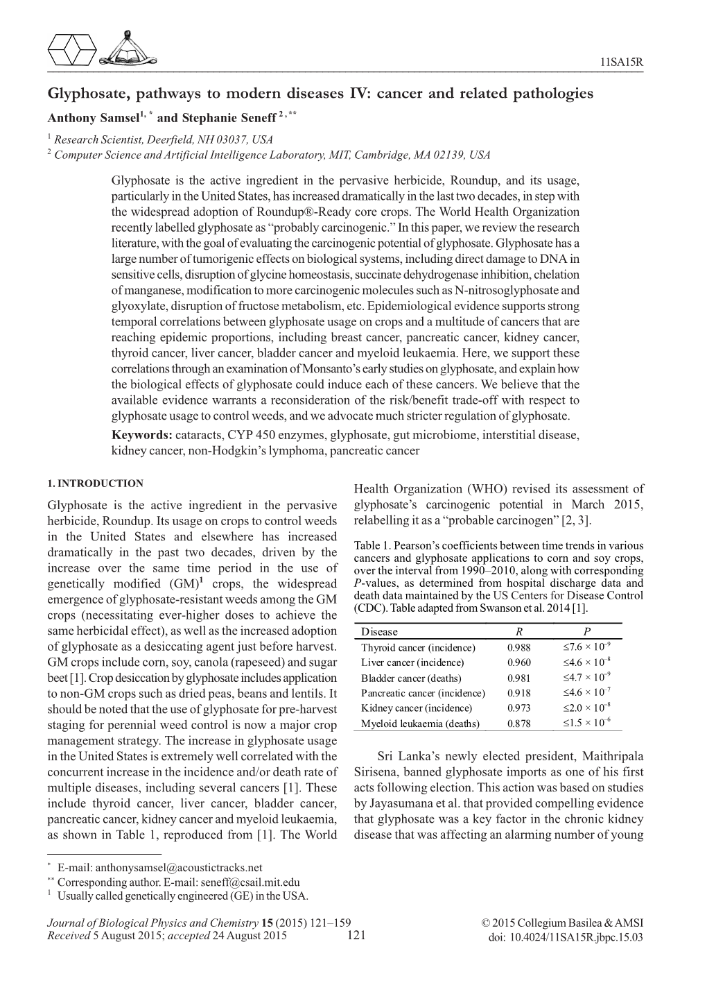 Glyphosate, Pathways to Modern Diseases IV