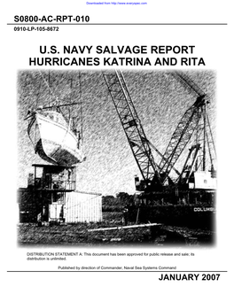 U.S. Navy Salvage Report Hurricanes Katrina and Rita