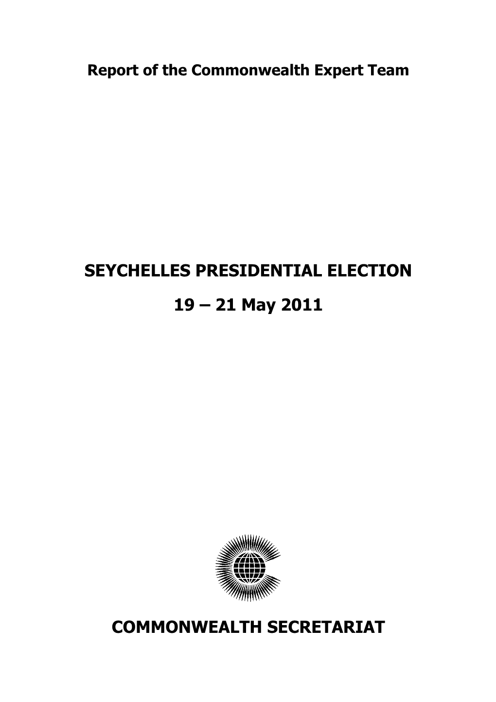 Seychelles Presidential Election 19 - 21 May 2011