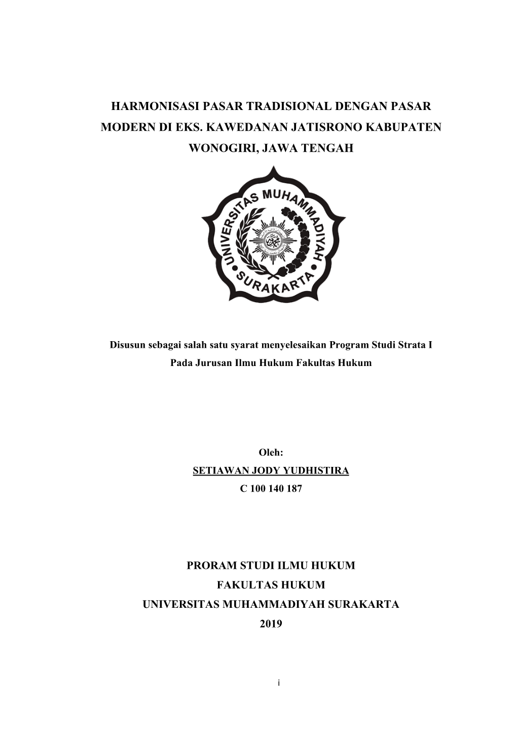 Harmonisasi Pasar Tradisional Dengan Pasar Modern Di Eks