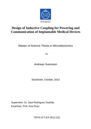 Design of Inductive Coupling for Powering and Communication of Implantable Medical Devices