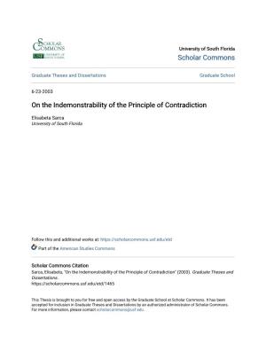 On the Indemonstrability of the Principle of Contradiction