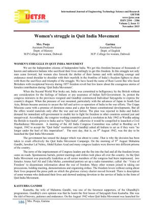 Women's Struggle in Quit India Movement