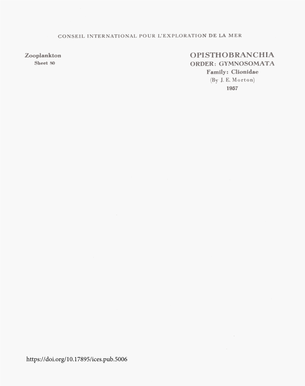 OPISI'hobranchia Sheet 80 ORDER: GYMNOSOMATA Family : Clionidae (By 1