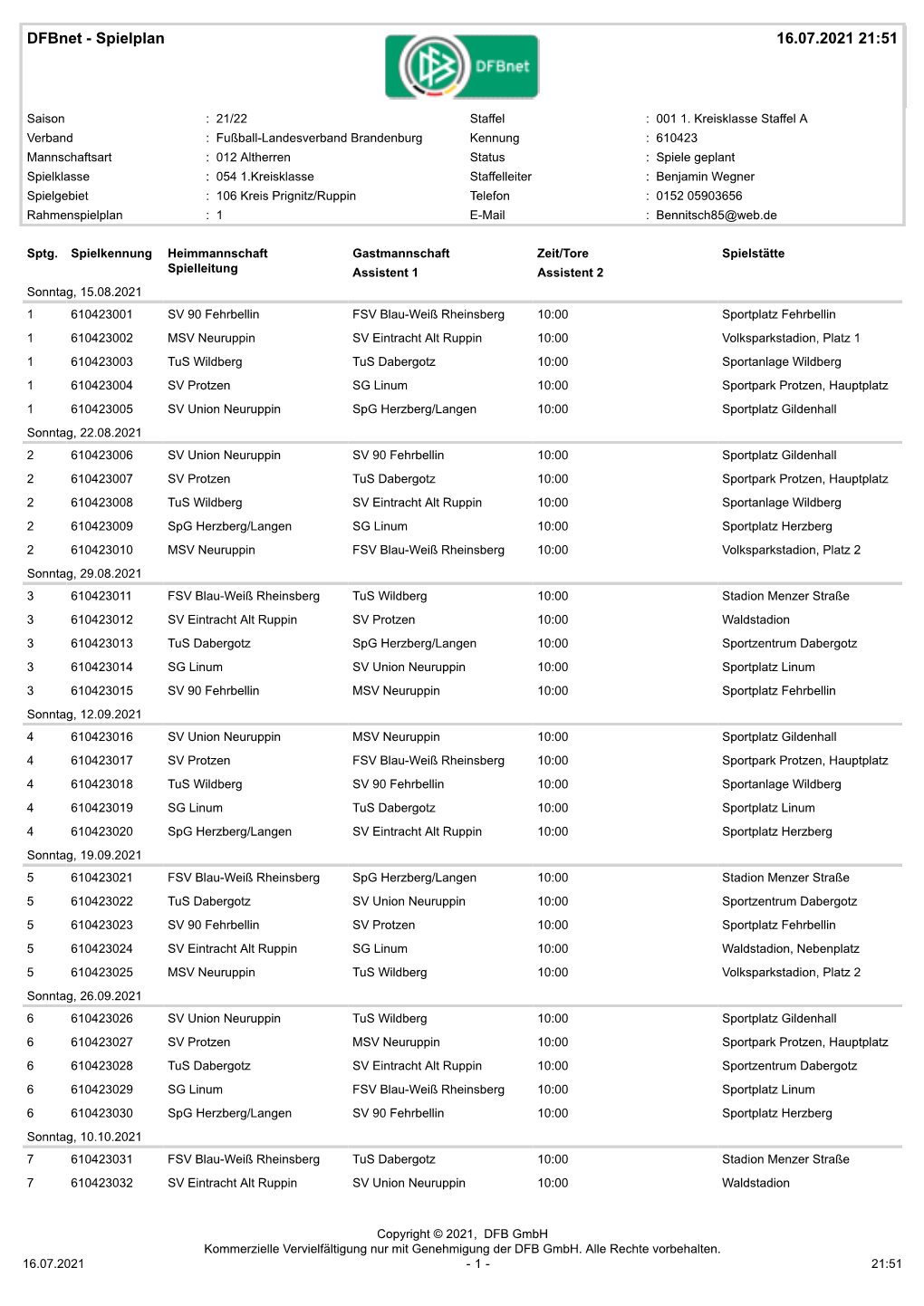 Dfbnet - Spielplan 16.07.2021 21:51