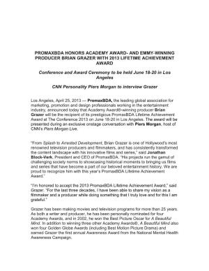 Promaxbda Honors Academy Award- and Emmy -Winning