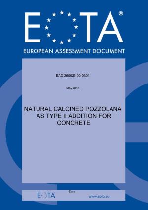 Natural Calcined Pozzolana As Type Ii Addition for Concrete