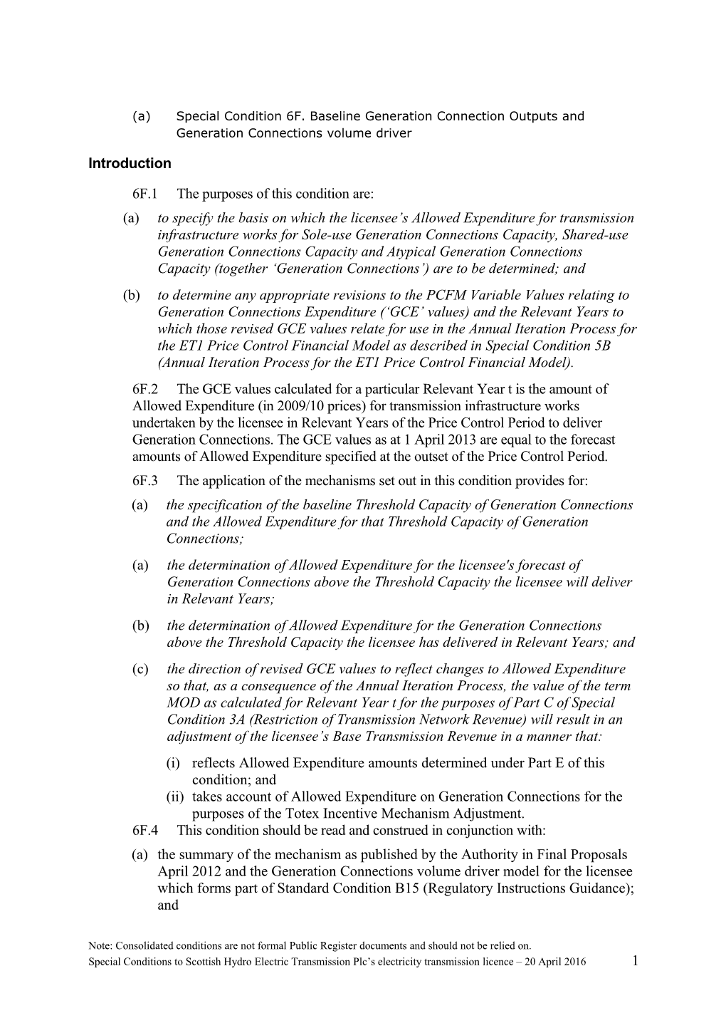 SHETP Special Conditions Consolidated - 01-04-15