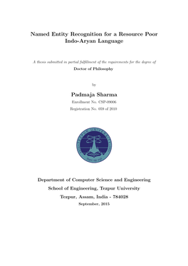 Named Entity Recognition for a Resource Poor Indo-Aryan Language