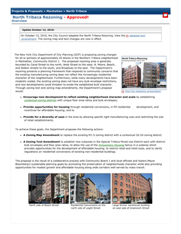 North Tribeca Rezoning - Approved! Overview
