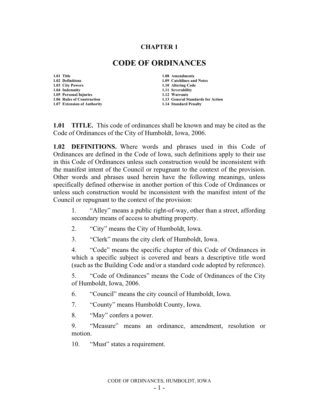 Code of Ordinances