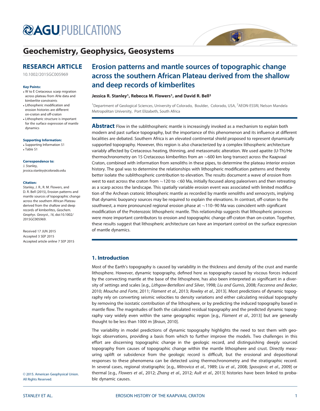 Erosion Patterns and Mantle Sources of Topographic Change Across the Southern African Plateau Derived from the Shallow and Deep